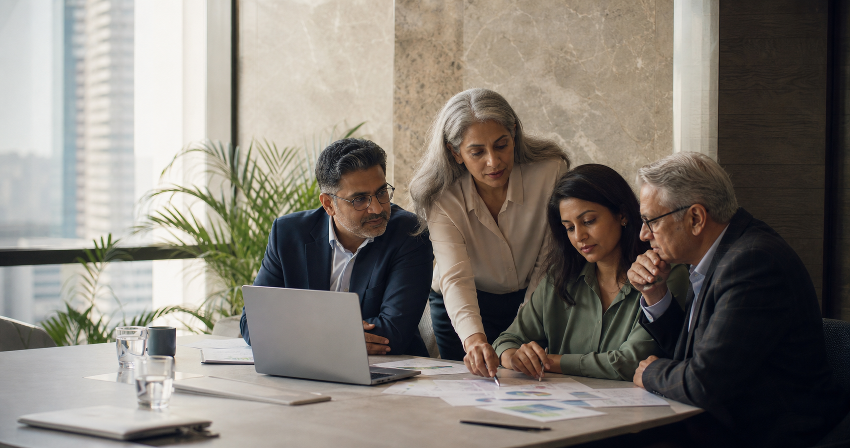 Consulting professionals collaborating on a business strategy